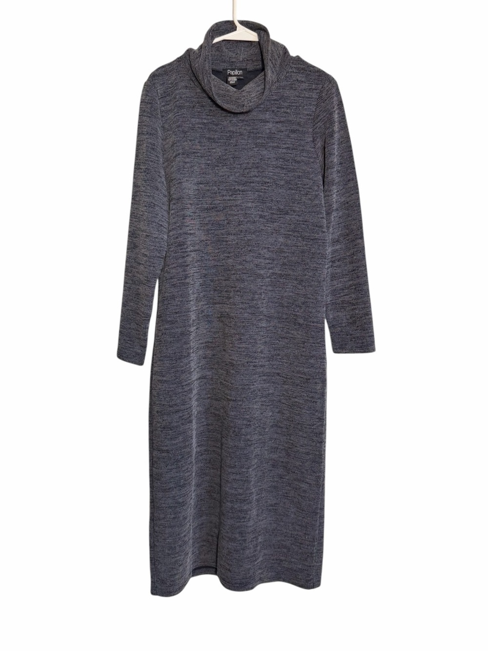 Papillon Marled Navy Gray Cowl Neck Long Sweater Dress XL